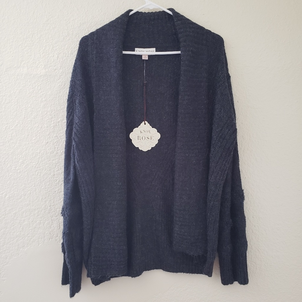 Long Sleeve Cable Shawl Cardigan Knox Rose Navy M